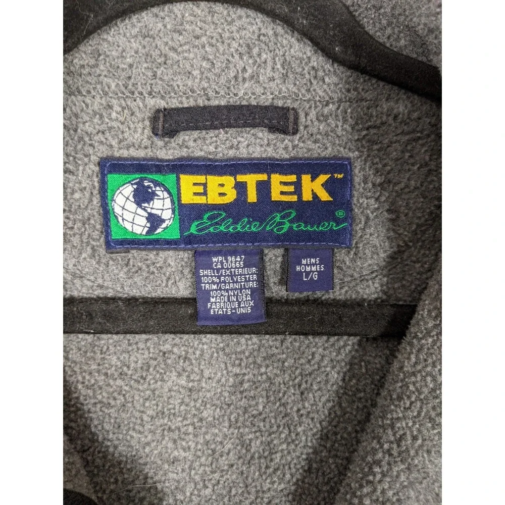 Vtg Eddie Bauer Ebtek Polartec Fleece Jacket Mens L Gray Full Zip Made in USA